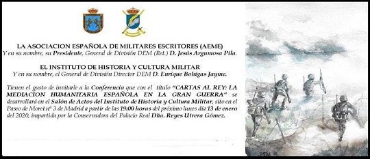 Ir a Conferencia “Cartas al Rey: la mediación humanitaria española en la Gran Guerra” (13 enero, Madrid)