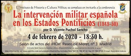 Ir a Conferencia "La intervención militar española en los Estados Pontificios (1848-50)" (4 febrero, Madrid)