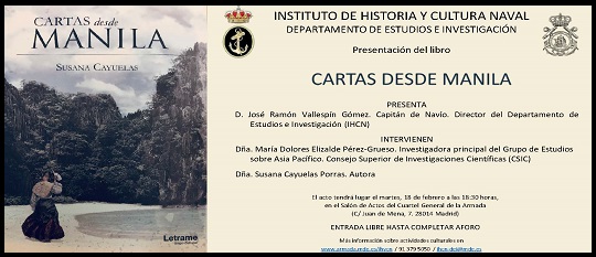 Presentación del libro "Cartas desde Manila" (Cuartel General de la Armada, 18 febrero, 18:30 h.)