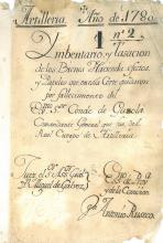 Cliqueu aquí per augmentar la imatge Portada del testamento del Conde de Gazola. 1780