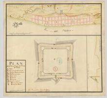 Cliqueu aquí per augmentar la imatge Plano de la Villa y Fuerte de San Luis. Barón de Carondelet. Finales del siglo XVIII