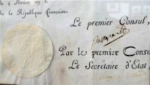 Pulsa aquí para aumentar la imagen Documento con la firma original de Napoleón Bonaparte